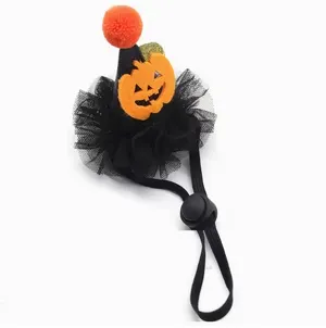 Halloween Pumpkin Hat for Cats & Small Dogs – Adjustable Festive Pet Headband Costume