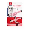 Nunbell Comfortable Adjustable Nylon Cat Harness and Lead with Small Bell & Cute Fabric Plaid Bow