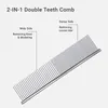 Nunbell Stainless Steel Pet Grooming Comb 19*4cm – 2-in-1 Double Teeth Comb with Rounded Ends for Removing Loose Hair, Knots and Modeling