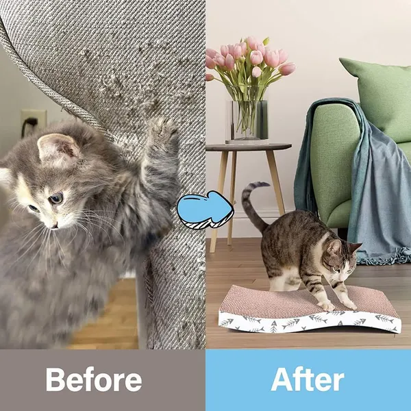 Curved Shape Cat Corrugated Scratcher Board (40*20*3cm)
