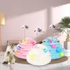 Interactive 4 Level Tower of Tracks Toy with Colorful Rolling Balls & Spring Mouse for Indoor Cats