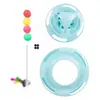 Interactive 4 Level Tower of Tracks Toy with Colorful Rolling Balls & Spring Mouse for Indoor Cats