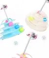 Interactive 4 Level Tower of Tracks Toy with Colorful Rolling Balls & Spring Mouse for Indoor Cats