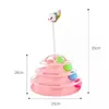 Interactive 4 Level Tower of Tracks Toy with Colorful Rolling Balls & Spring Mouse for Indoor Cats