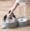 2-in-1 Pet Feeder Cat Ear Shaped – Detachable Stainless Steel Food Bowl with Automatic Drinking Bottle (500ml) for Dogs & Cats