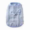 Warm Two-Leg Dog & Cat Plush Sweater Warmer Vest with Bow – Autumn & Winter Pet Clothes - Light Blue