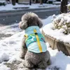 Blue Padded Pet Coat Vest with Bone Print – Warm Winter Jacket for Small Dogs & Cats