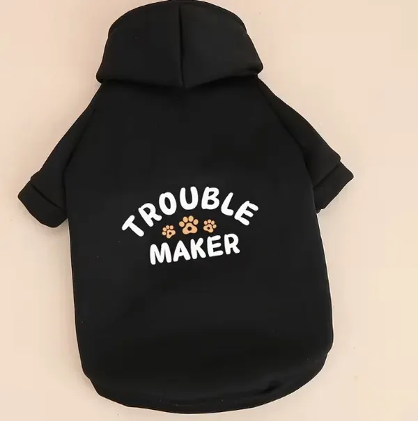 Black Dog & Cat Hoodie Sweatshirt – Warm Lined Two-Leg Pet Clothes for Small Dogs & Cats