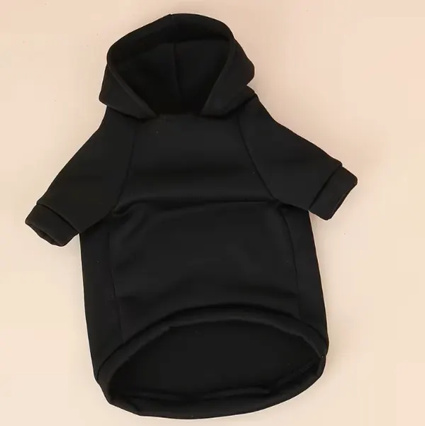 Black Dog & Cat Hoodie Sweatshirt – Warm Lined Two-Leg Pet Clothes for Small Dogs & Cats