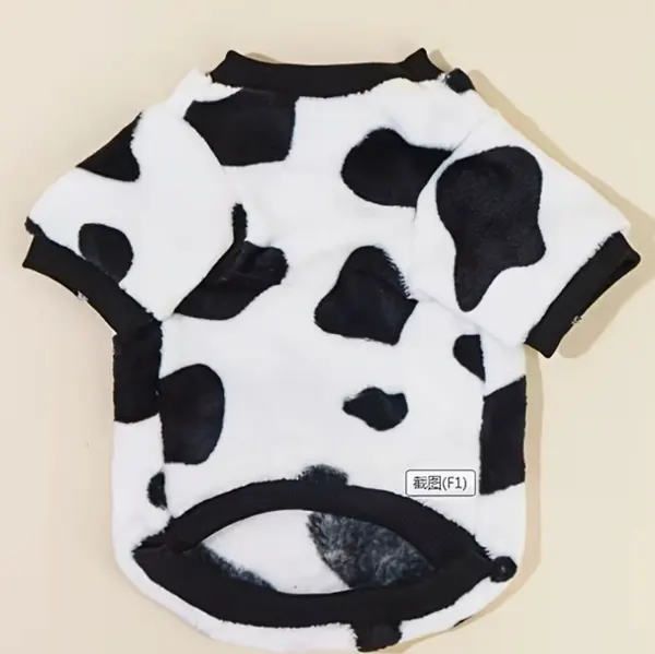 Black & White Cow Print Pet Sweatshirt – Warm Winter Clothes for Dogs & Cats