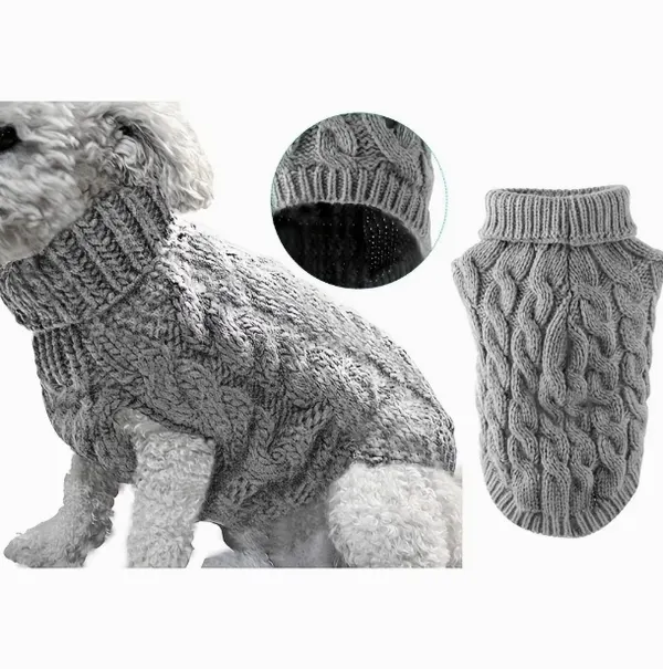 Thick Warm Knitted Pet Sweater – Winter Crochet Pet Clothes for Small Dogs & Cats