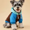 Brown & Blue Color Block Dog Hoodie – Hooded Warm Pet Sweatshirt for Cats & Dogs