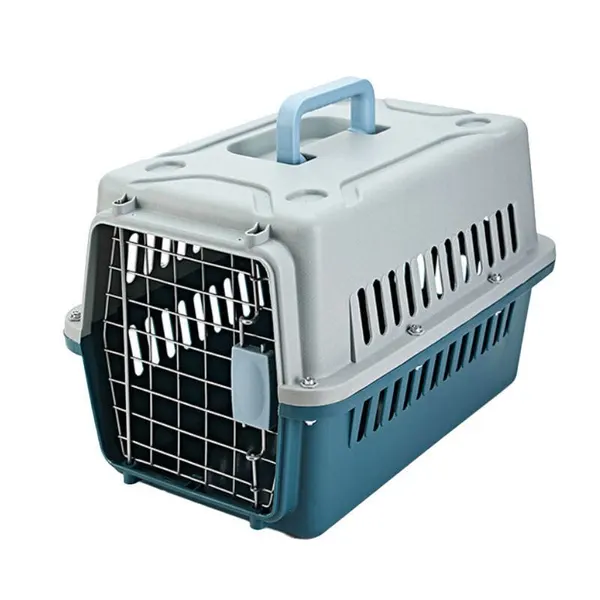 Airline Approved Portable Plastic Pet Carrier with Metal Door for Cats & Small Dogs (48 x 32 x 30) cm