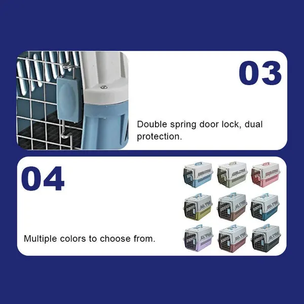 Airline Approved Portable Plastic Pet Carrier with Metal Door for Cats & Small Dogs (48 x 32 x 30) cm