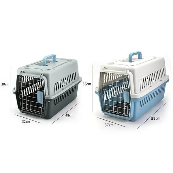 Airline Approved Portable Plastic Pet Carrier with Metal Door for Cats & Small Dogs (48 x 32 x 30) cm