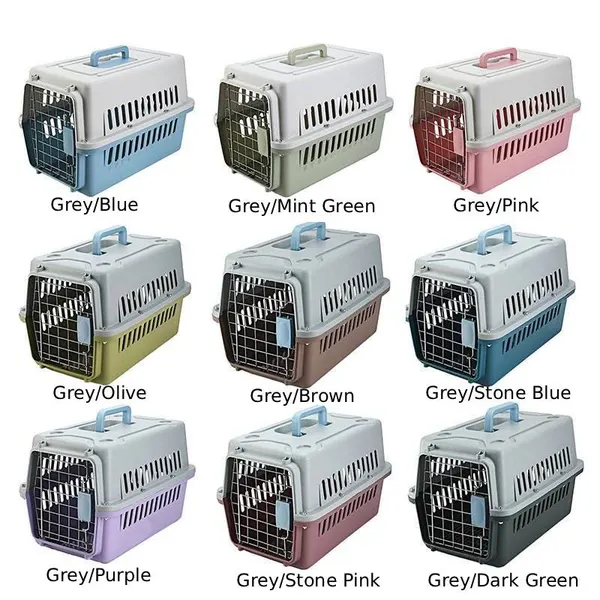 Airline Approved Portable Plastic Pet Carrier with Metal Door for Cats & Small Dogs (48 x 32 x 30) cm
