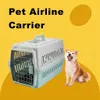 Airline Approved Portable Plastic Pet Carrier with Metal Door for Cats & Small Dogs (48 x 32 x 30) cm