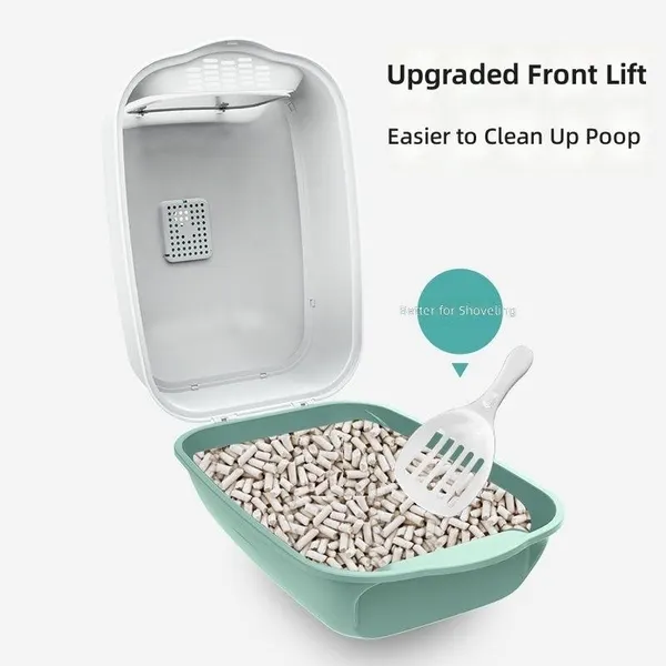 Detachable Enclosed Cat Litter Box with Scoop Odor Control Easy Clean (50x35x34cm)