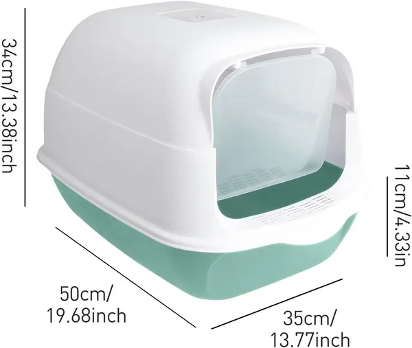 Detachable Enclosed Cat Litter Box with Scoop Odor Control Easy Clean (50x35x34cm)