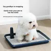 Plastic Dog Toilet Training Tray with Grid & Detachable Guide Post for Puppies & Small Dogs (45.5x38x4cm)