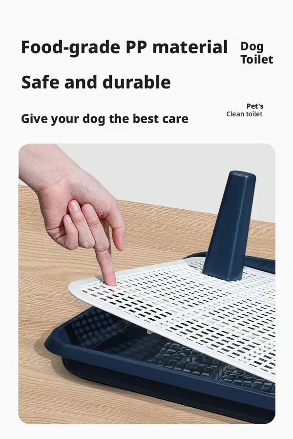 Plastic Dog Toilet Training Tray with Grid & Detachable Guide Post for Puppies & Small Dogs (45.5x38x4cm)