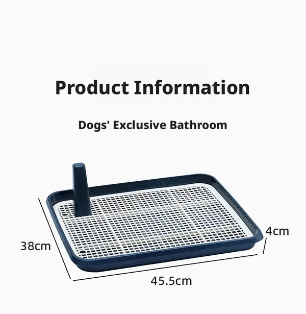 Plastic Dog Toilet Training Tray with Grid & Detachable Guide Post for Puppies & Small Dogs (45.5x38x4cm)