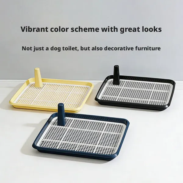Plastic Dog Toilet Training Tray with Grid & Detachable Guide Post for Puppies & Small Dogs (45.5x38x4cm)